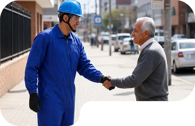 Two workers shaking hands
